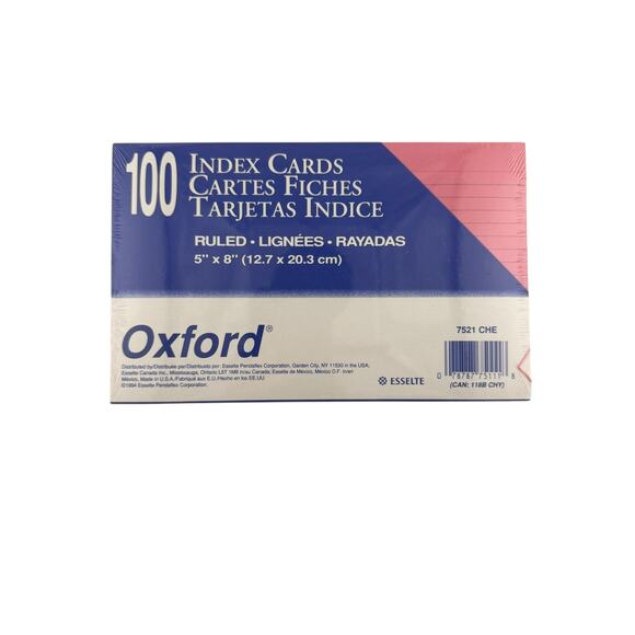 Oxford Cherry Bomb Index Cards – 100 Pack of 5x8 - Picture 1 of 3